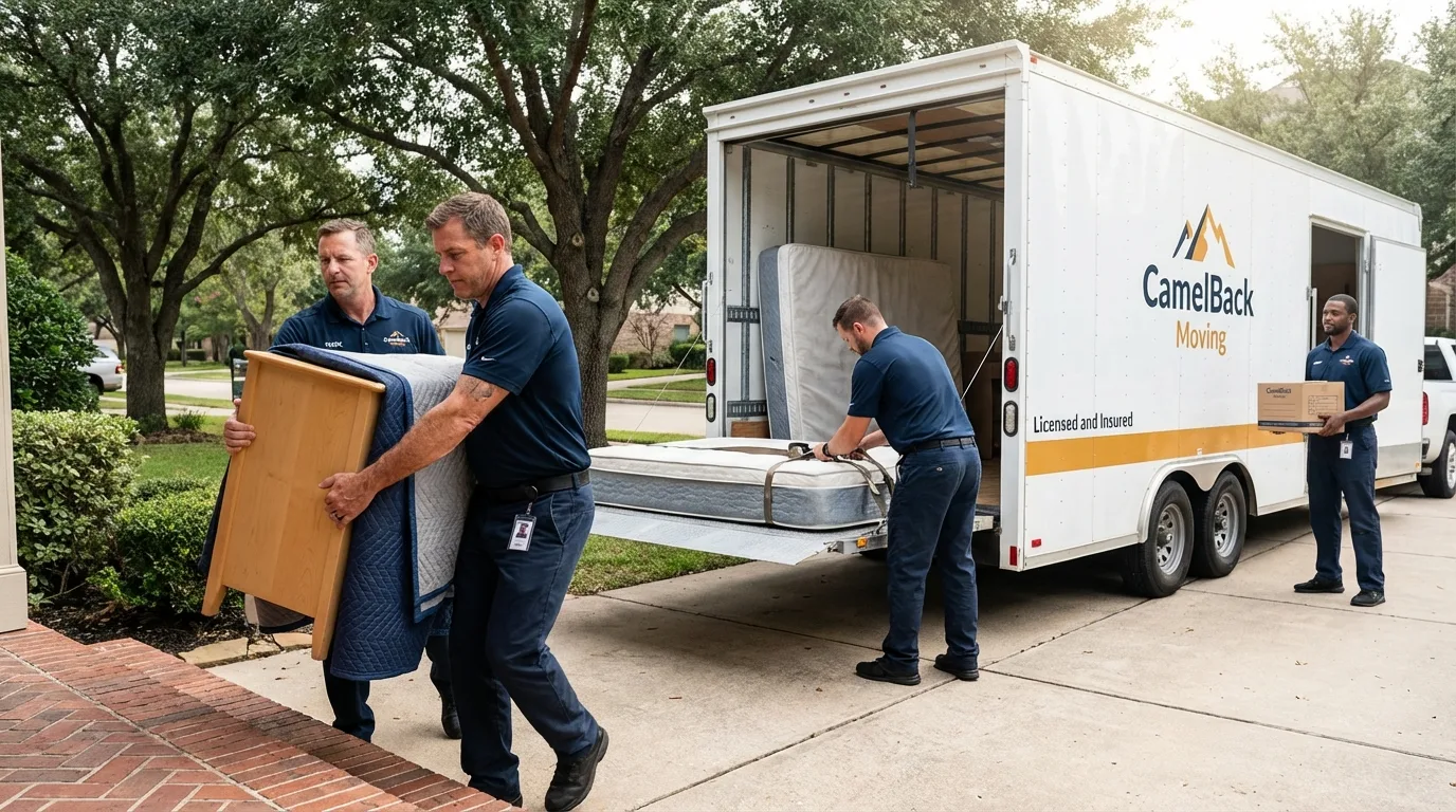 Crew loading residential truck for cross-state move from San Antonio, PR