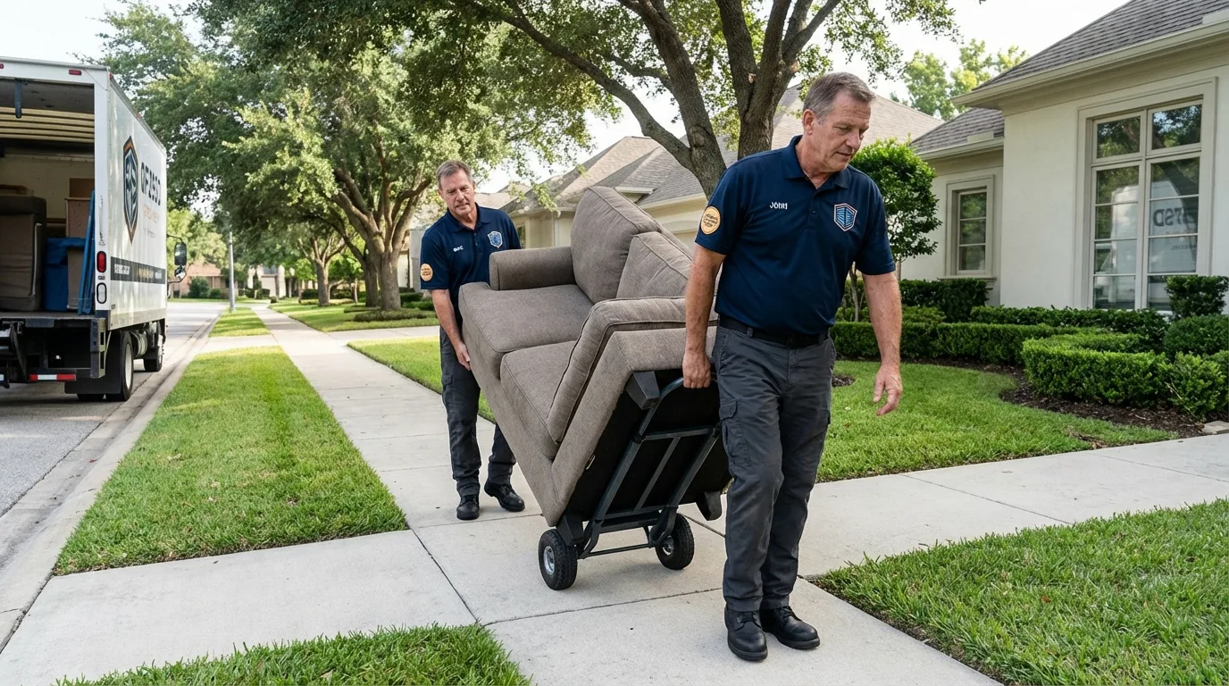 Local residential moving crew loading furniture in San Antonio, PR