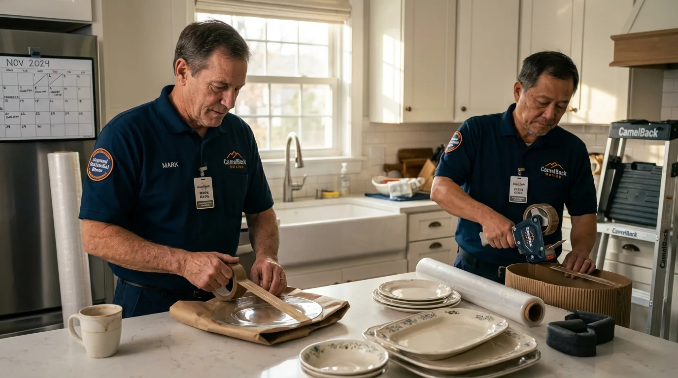 Professional crew packing kitchen dishware in San Antonio, PR